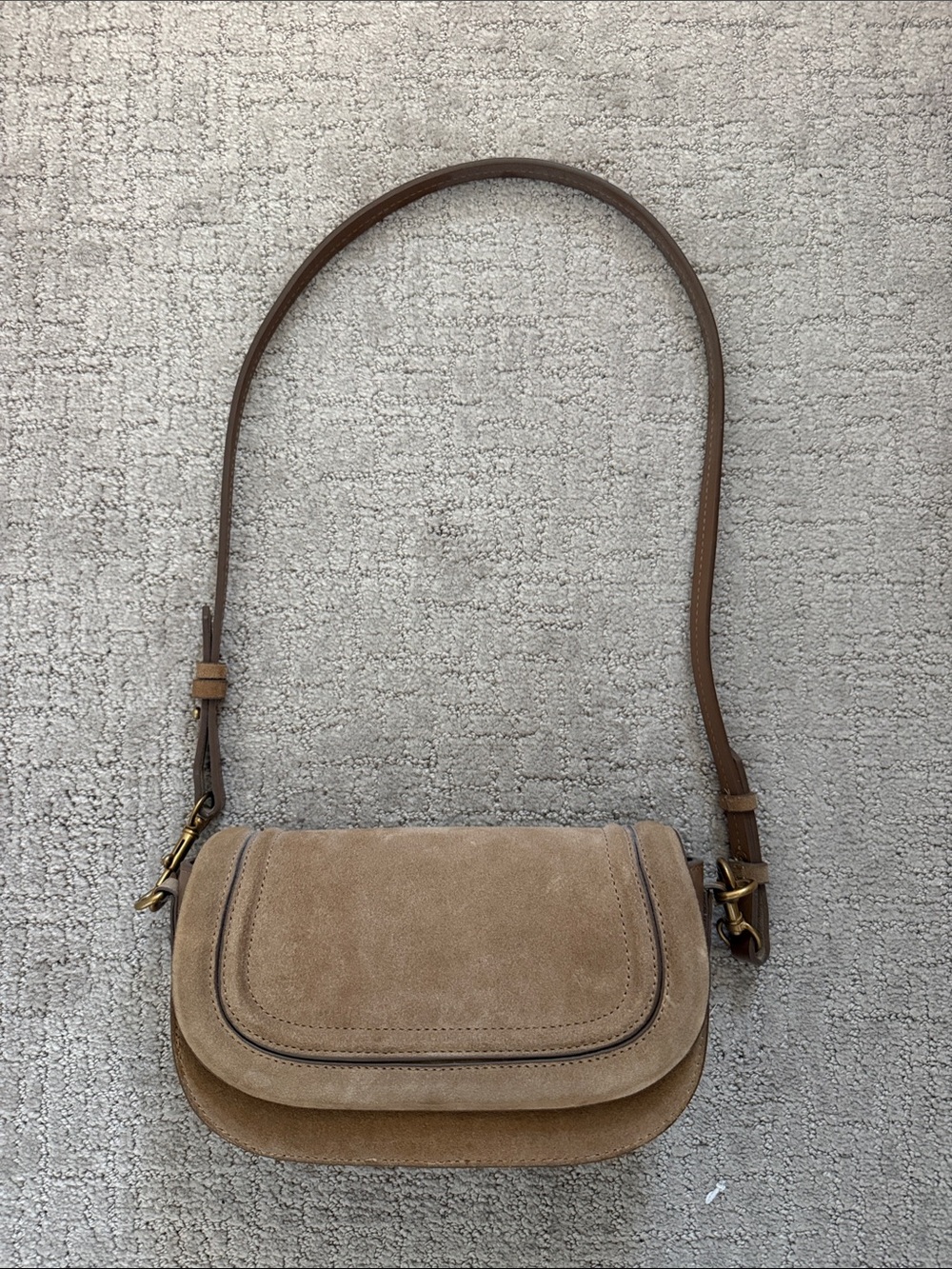 Suede Crossbody Saddle Bag in Tan zara